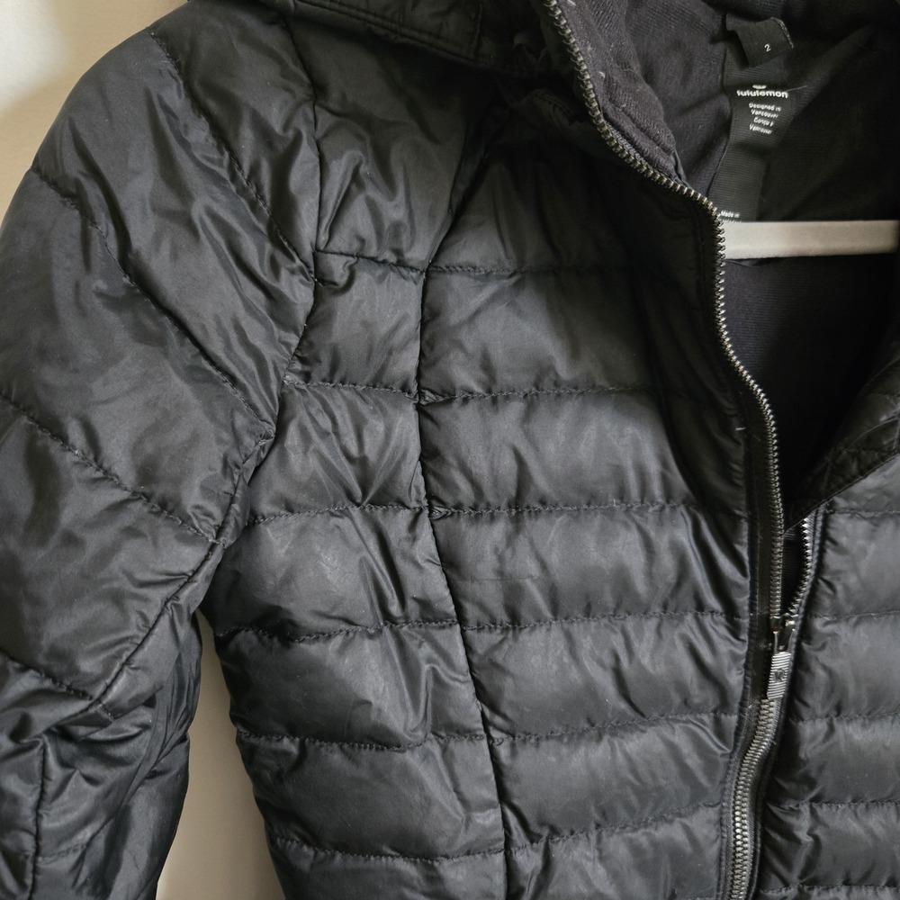 Lululemon BRAVE THE COLD Down Jacket Parka Puffer Hooded Black Womens Coat Sz  2 - Picture 5 of 12